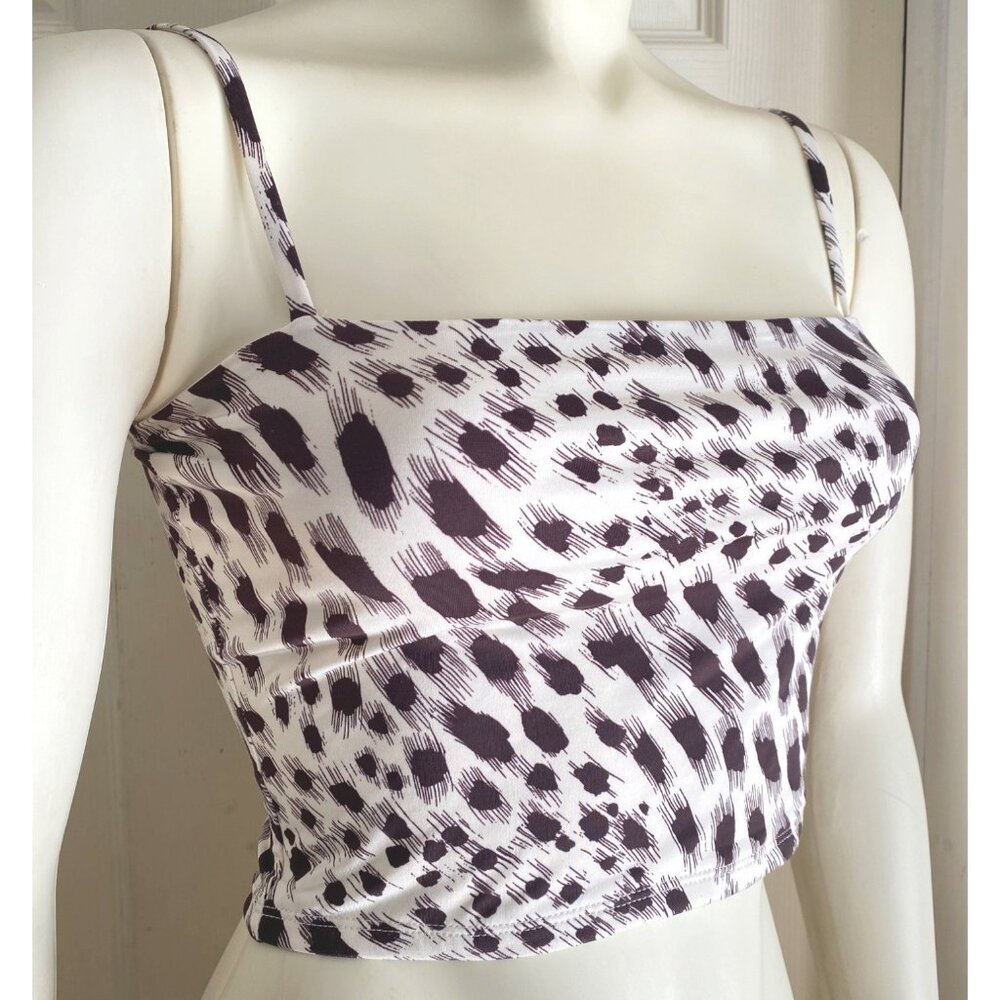 size XS Express body contour cropped tank cami brown/ivory‎